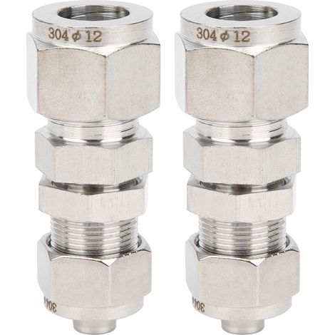 2 Pièces Raccord de Compression à Visser 304 Inoxydable Droite 12x8 mm pour Tuyau (1/5)