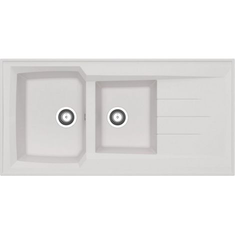 [JAMAIS UTILISE] Évier à Poser ALTERNA Primeo 2 Cuves en Résine 1200x600x30mm Blanc - 7696961 (1/5)