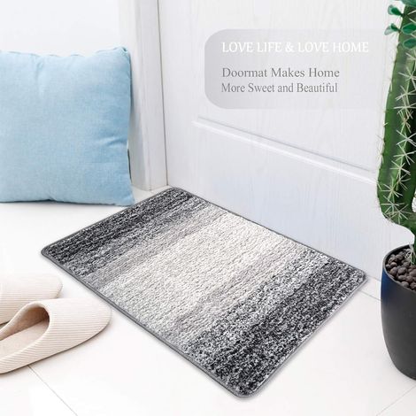 Tapis D'Entrée Intérieur - Tapis Absorbant Boue Neige - Dos En Caoutchouc Anti-Dérapant - 38 x 58 cm - Gris Motif Flocons