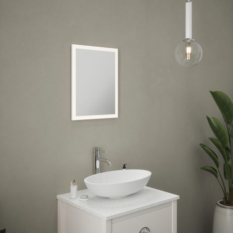 Florence LED Mirror - 390 x 500 x 24mm IP44 Rated Diffused Border Natural White 4000K Touch Sensor (1/5)