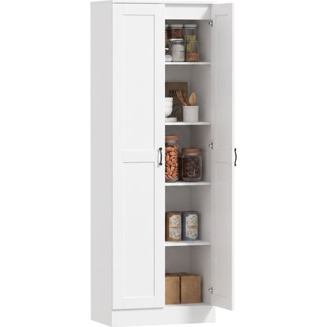 Vorratsschrank 175 cm mit Stauraum, Küchenschrank mit Soft-Close-Türen und verstellbaren Einlegeböden, Weiß (1/5)