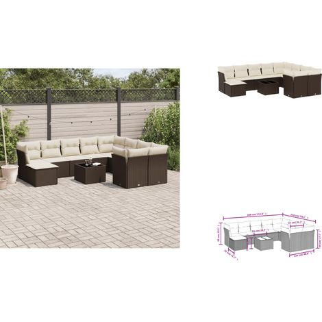 11-tlg. Garten-Sofagarnitur mit Kissen Braun Poly Rattan - Garten Sofagarnitur - Garten Sofagarnituren - Outdoor Sofagarnitur - Sofagarnitur Terrasse