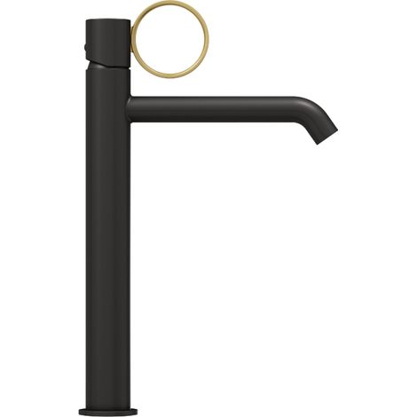JACOB DELAFON Mezclador alto de lavabo Vivienne negro mate con aro de latón cepillado (1/5)