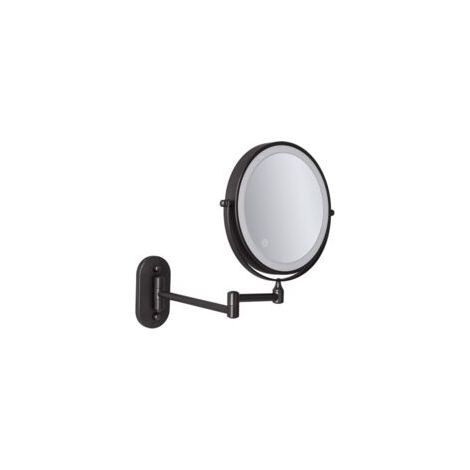 Espejo de maquillaje, espejo con aumento de 10x e iluminación, espejo de pared extensible y giratorio 360° de doble cara, espejo de baño con iluminación y 7 puertos de carga USB - Crezuo