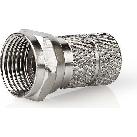 Connecteur f droit male nickele 75 ohm twist on diametre dentree du cable 70 mm alliage de zinc argent 5 pcs boite