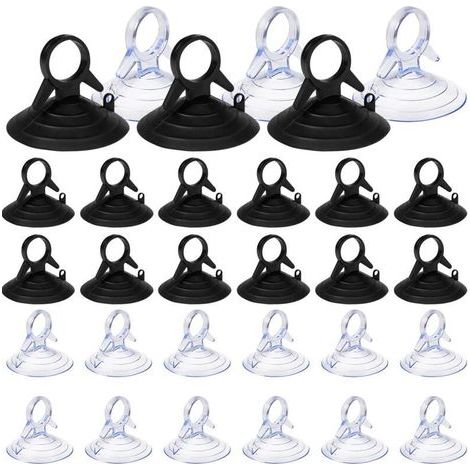 60 Pièces Ventouse pare Soleil, 45mm Ventouse Sans Crochets Ventouse, PVC Ventouses Mini Ventouse Transparente et Noire Ventouse, Ventouse pour Vitre (1/4)
