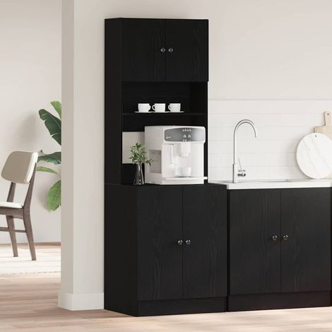 vidaXL Credenza da cucina con porta 2 pcs Rovere Nero 60 x 50 x (1/5)