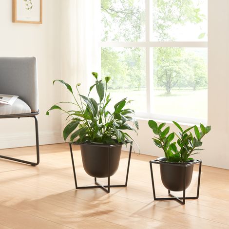 Pflanzenständer Nordmaling 2er Set Metall Schwarz [en.casa]