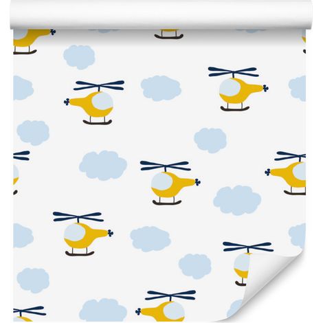 Papier peint « Hélicoptères féeriques venant des nuages » pour salon et chambre 50x1000 cm (1/5)