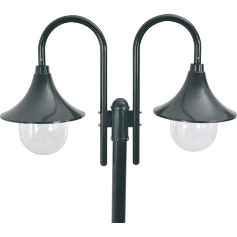 Lampadaire,Lampe sur pied de jardin E27 220cm Aluminium 2 lanternes Vert foncé CFW584606 (1/4)