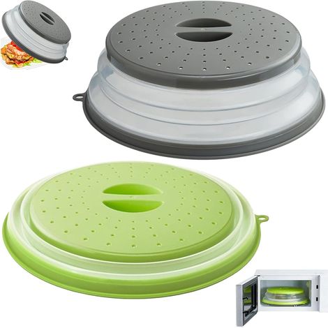 2Pcs Couvercle Chauffant Micro-Ondes Pliable avec Poignée, Crochets (1/5)