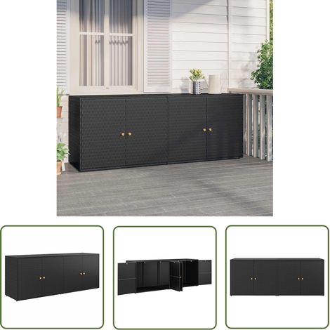 The Living Store Armoire de rangement jardin Noir 198x55,5x80 cm Résine tressée - Meuble De Jardin - Armoire Extérieure - Rangement Extérieur - Abri De Jardin - Meuble En Résine Tressée (1/5)