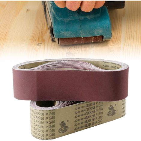 Lot de 20 Bandes Abrasives 75x533mm, Papier à Poncer Grains 80/120/150/240/400, Toile Émeri pour Ponceuse à Bande