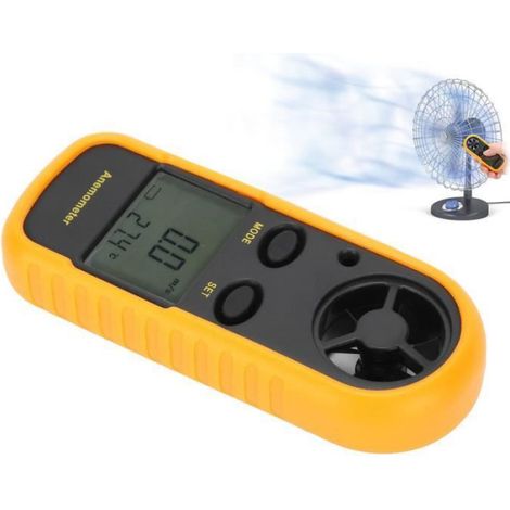 Anémomètre Numérique - Mesure Vitesse Vent et Température - Portable - 11 x 5 x 3 cm - 1 Unité (1/4)