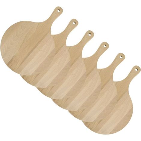 Fackelmann – Lot de 6 planches à pizza en bois de hêtre 30 cm – Surface lisse pour transfert facile – Épaisseur 1,5 cm – Entretien simple