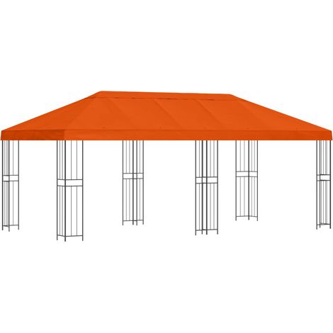 Gazebo da giardino 6 x 3 m Arancione Poliestere e Acciaio vidaXL (1/5)