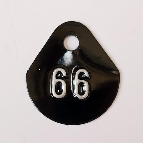 Chiffre goutte d'eau fond noir (à l'unité) estampé "66" en relief blanc hauteur d'écriture 11mm DERANCOURT
