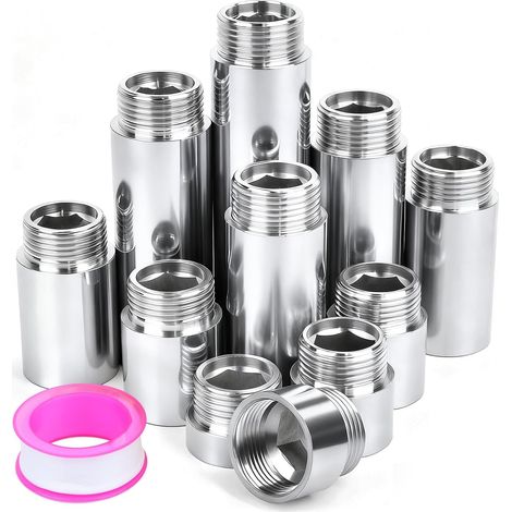 Rallonge de Robinet 3/4" 30mm Extension de Raccord Fileté en Chromage 2Pcs Rallonge Filetée Plomberie Rallonges de Robinet Exterieur pour eau Potable Valves D'angle (1/5)