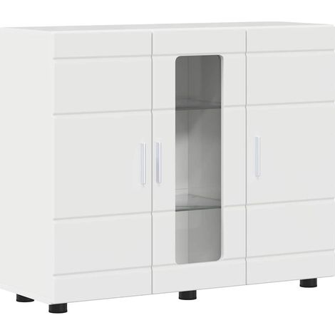 Buffet，Bahut，Meuble de Rangement Blanc brillant 55.5 x 29 x 100 cm Bois d'ingénierie CFW59906 (1/5)