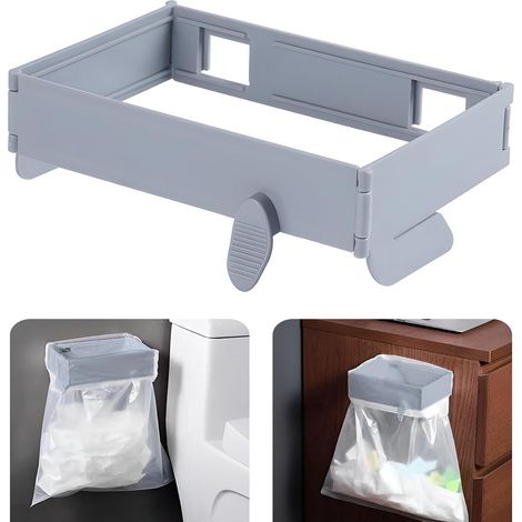 Porta sacchi della spazzatura da appendere con coperchio per anta del mobile da cucina, grigio (1/2)