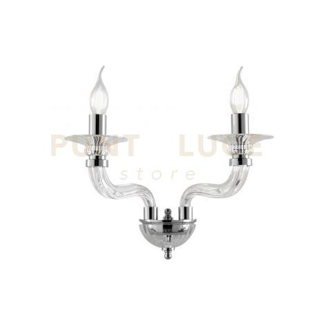 APPLIQUE VILLA 2 LUCI TRASPARENTE E CROMO ATTACCO E14