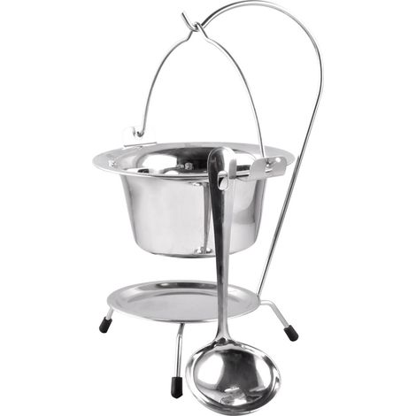 Servierset MagicHome, 800 ml, Edelstahl, Mini-Kessel mit Ständer und Schöpfkelle