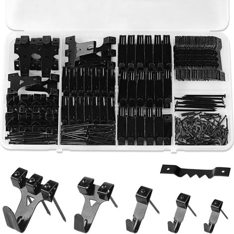 Kit de 330 ganchos para cuadros, ganchos de pared con clavos para marcos de fotos, pinturas, obras de arte, fotografías y montaje en la pared. (1/5)