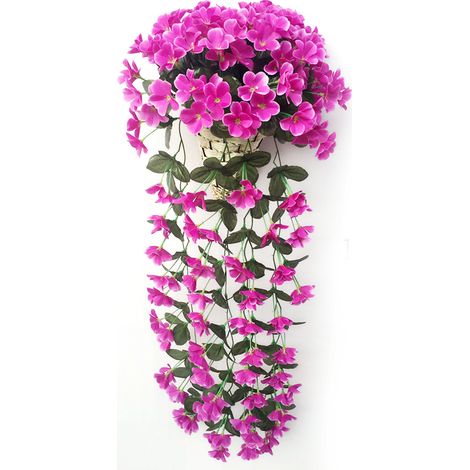 Fausse fleur suspendue multifonctionnelle, plante violette artificielle pour maison, jardin, clôture d'hôtel