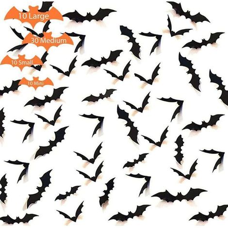 &x1f383 QUANTITÉ EXTRA &x1f383 Vous trouverez un total de 60 chauves-souris 3D en plastique dont 10 chauves-souris de 16 cm, 10 chauves-souris de 12 cm, 30 chauves-souris de 9 cm et 10 chauves-souris (1/5)