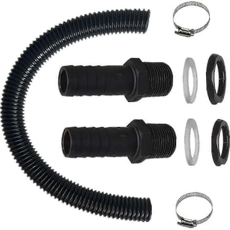 Kit de raccordement pour récupérateur d'eau de pluie : comprend un tuyau de raccordement, un manchon pour récupérateur d'eau de pluie, un collecteur d'eau de pluie et un récupérateur d'eau de pluie. (1/4)