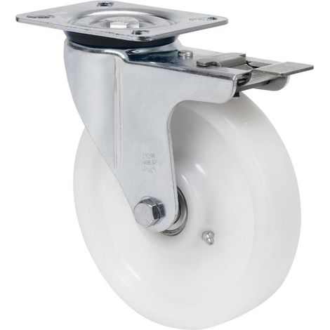 rueda giratora placa freno 4mm 10zvrfd150-ft nylon blanco extrafuerte liso (1/2)