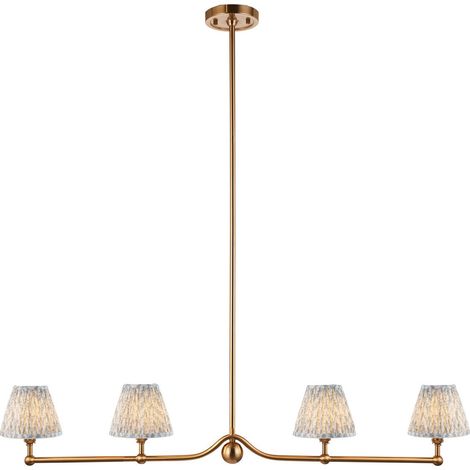 Endon Santiago Suspension en laiton vieilli brossé avec abat-jour en tissu bleu Shell Bay 16 cm 4 x B22 (1/5)