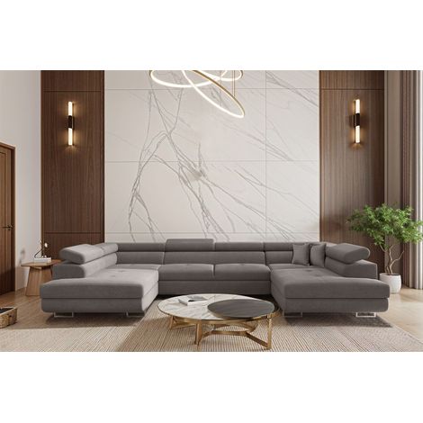 Wohnlandschaft Schlafsofa Sofa CARMELO in Stoff Nova Grau (1/3)