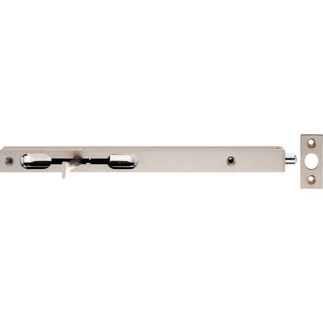 Verrou pour chant tubulaire avec levier  laqué couleur argent  avec gâche  250 x 20 x 15 mm  Ø du boulon 10 mm