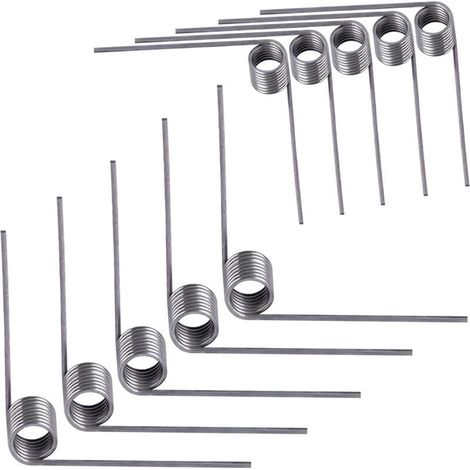 10 Stück Torsionsfedern, Rückholfederdrahtdurchmesser 0,5 mm, Außendurchmesser 5 mm, 90°-Winkel für Heimwerkerarbeiten