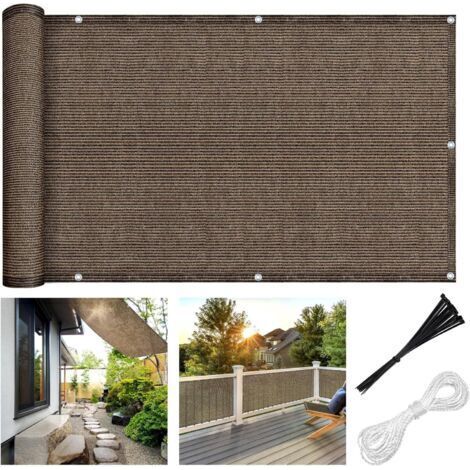 BUNTHAUS 90x500cm brun café Brise Vue Balcon Cache Vue Balcon Protection UV Résistant aux pour Balcon Exterieur Terrasse Jardin et Serre Câble