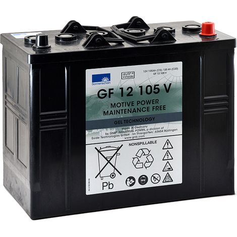 Batterie traction 12V 120Ah – Technologie plomb étanche gel – Performances en décharge rapide – Compatible Nilfisk SC500 - GF12105V (1/3)