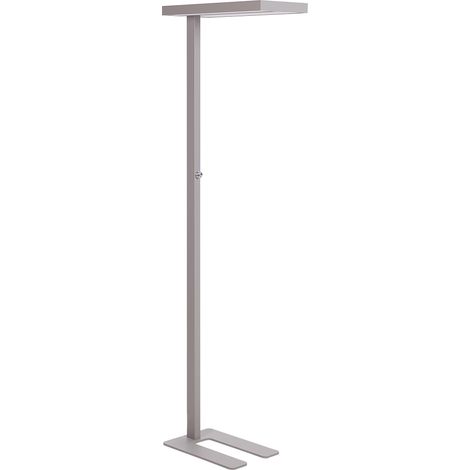 Lámpara de pie LED de metal plateado 197 cm altura interruptor oficina Taurus