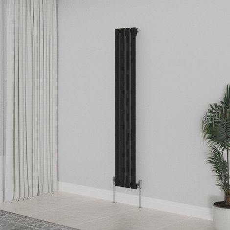 WarmeHaus Vertical 1600x272mm Flat Panel Radiator Black Single (1/5)