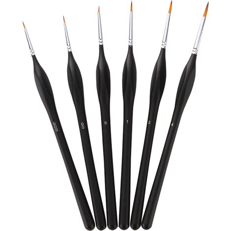 Ensemble de 6 pinceaux de précision miniatures professionnels pour artistes, poils en nylon, manche ergonomique en bois, pour peinture acrylique, huile, aquarelle, nail art, maquillage, modelage de ro (1/3)