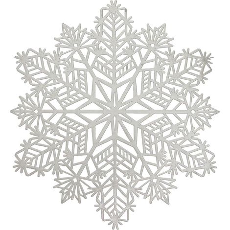 Placemat - Snowflake - PVC - Rond - 15 Pouces - Non Glissant - Lavable - Pour Décoration De Noël Mariage Fête D'hiver - Lot De 4 (1/5)