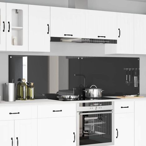Küchenrückwand 2 pcs Dunkelgrau 110 x 60 cm Gehärtetes Glas (1/5)