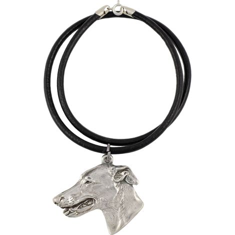 Galgo - collar para perros, colgante bañado en plata para amantes de los perros, joyería única de Art-Dog (1/5)