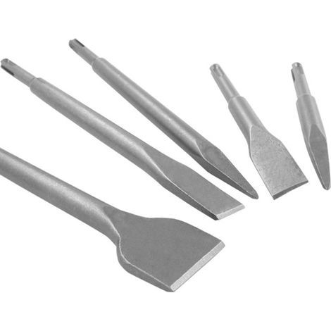 Jeu 5 Burins SDS-Plus Ciseaux à Béton Carrelage Pierre Maçonnerie, 40CR Burin Plat pour Carreleur, pour Perforateur Burineur, Accessoires pour marteau burineur (1/5)