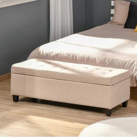 Sitzbank Polsterbank mit Stauraum 125 cm Beige OKMYHOME (1/5)