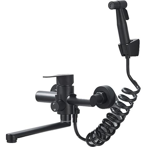 Robinet de salle de bain, monté au mur, rotation à 360°, Noir (1/2)