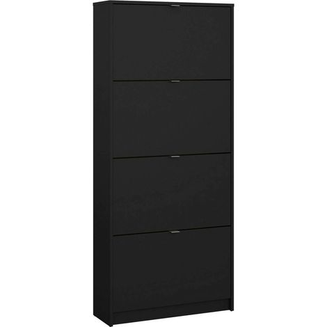 Dmora - Scarpiera Epidoto, Mobile portascarpe, Armadio da ingresso multiuso, Mobiletto per calzature, 70x24 h162 cm, Nero