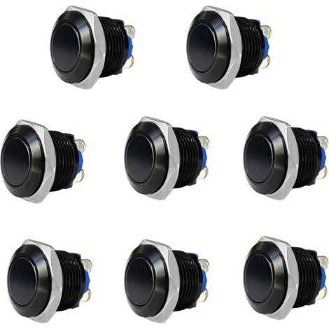Lot de 8 boutons-poussoirs métalliques 12 V, diamètre 16 mm, étanches, pour voiture, bateau et camping-car (1/5)