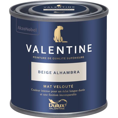 Dulux Valentine Peinture intérieure de haute qualité - Valentine - Couleur intense & pouvoir couvrant élevé - Mat Velouté Beige Alhambra 0,125 L