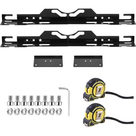 Wheel alignment tools with 2 measuring strips, automotive toe-locks for home use, black stainless steel car tool kit (1/5)